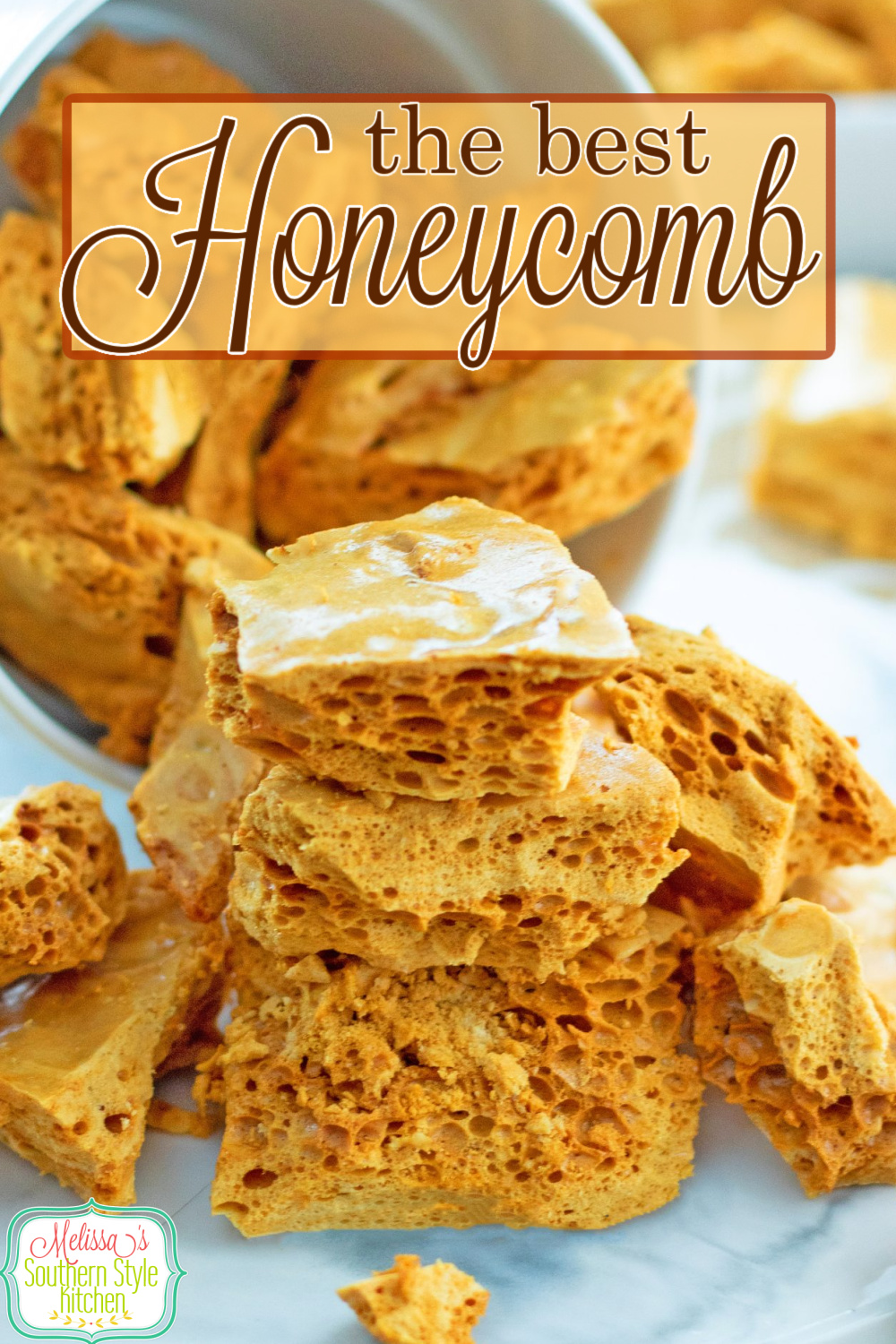 This crisp and airy Honeycomb Recipe is a deliciously simple candy to make #honeycomb #honeycombrecipe #honeycombcandy #candyrecipes #easycandyrecipes #candy #honeycandy #holidayrecipes via @melissasssk
