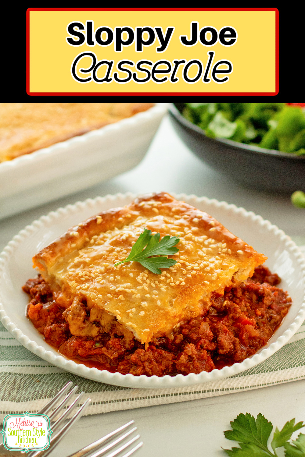 This easy Sloppy Joe Casserole recipe is a mouthwatering way to enjoy downhome flavors in a family style meal #sloppyjoes #casseroles #casserolerecipes #easygroundbeefrecipes #sloppyjoecasserole #easycasseroles #sloppyjoerecipe
