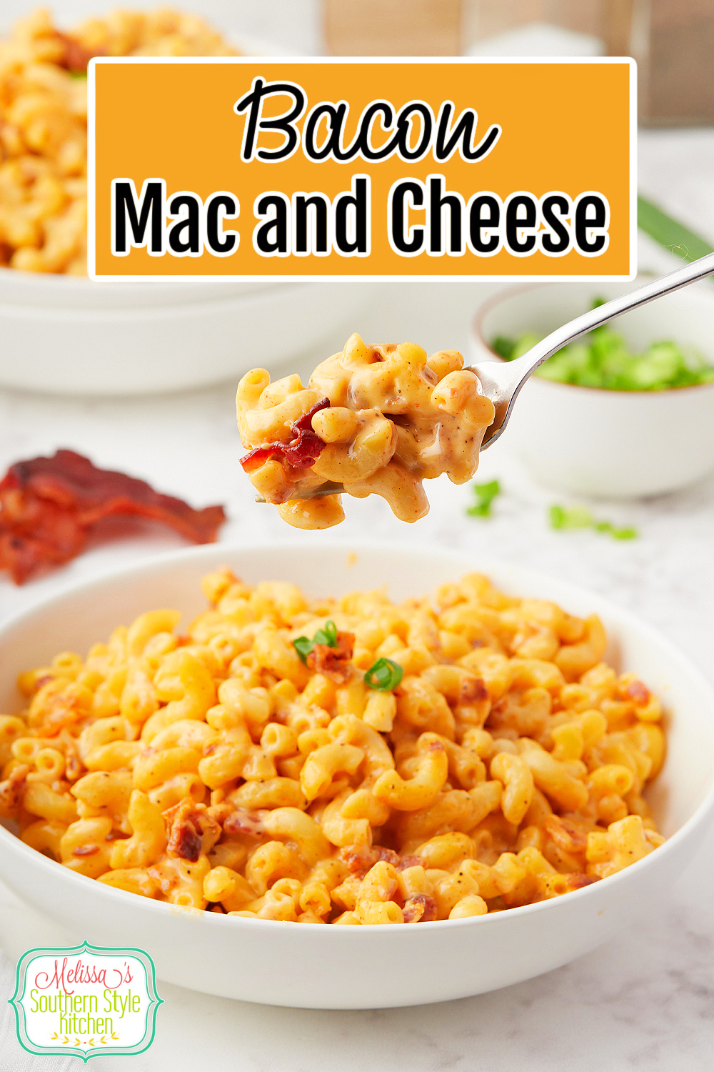This Easy Bacon Mac and Cheese recipe can be served as a delicious main dish or a side dish for busy day meals with the family. #macaroniandcheese #baconmac #baconmacandcheese #macaronirecipes #bacon #southernmacaroniandcheese #stovetopmacandcheese