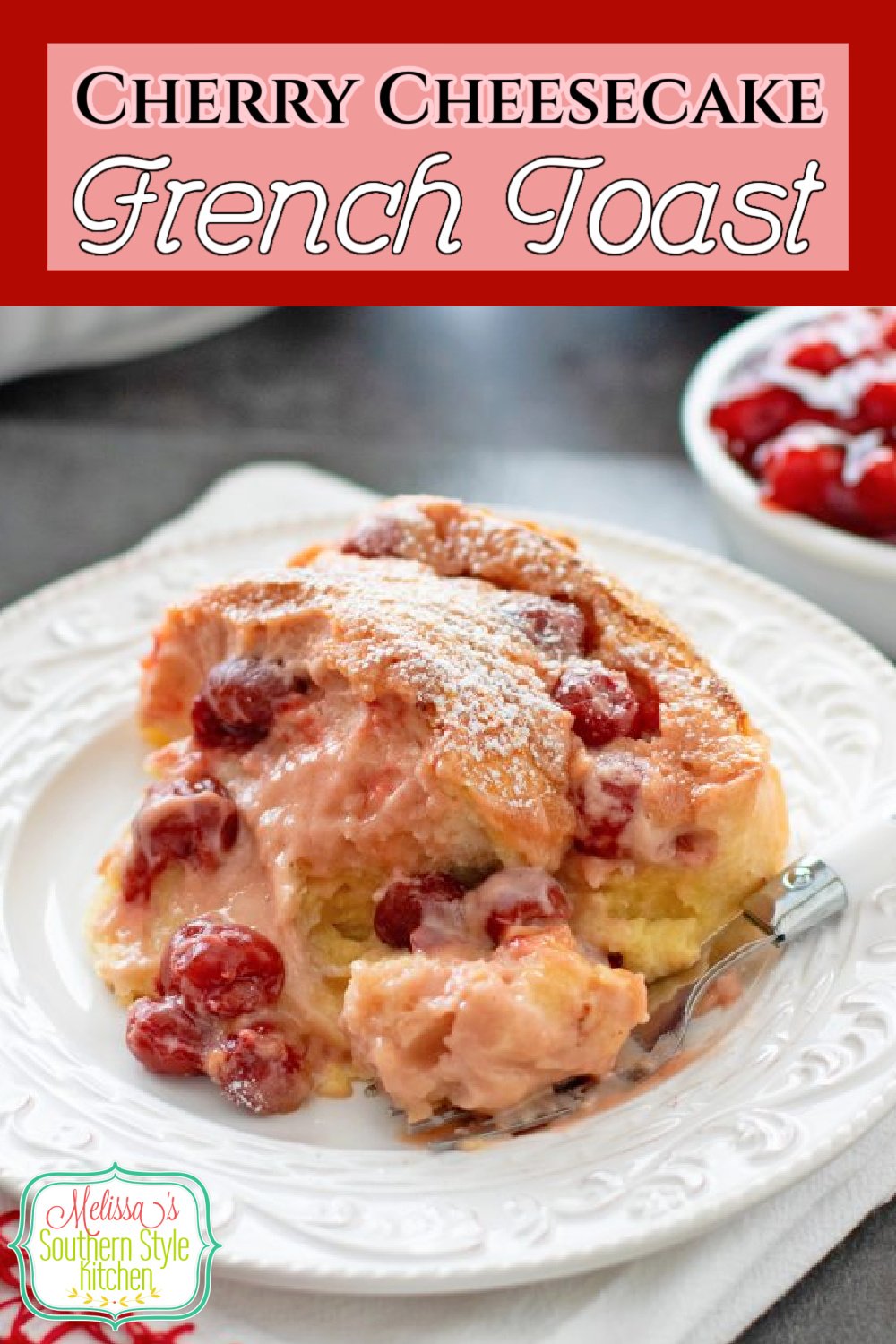 This delectable Cherry Cheesecake French Toast recipe is an indulgent fusion dish combining french toast with a cherry cheesecake filling #frenchtoast #cherrycheesecake #frenchtoastrecipes #stuffedfrenchtoast #mothersdaybrunch #brunchrecipes #cheesecake #cherrydesserts via @melissasssk