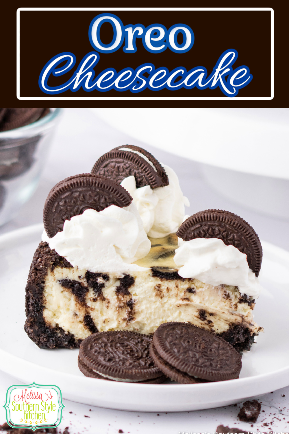 You'll love serving this easy Oreo Cheesecake recipe for dessert! #oreo #cheesecake #cheesecakerecipes #oreocheesecake #chocolate #oreorecipes #desserts via @melissasssk