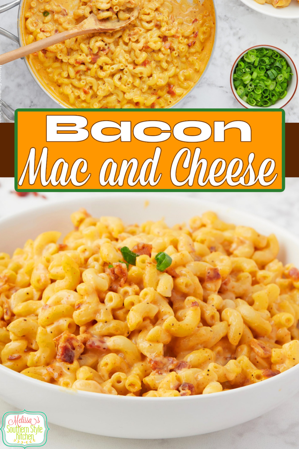 This Easy Bacon Mac and Cheese recipe can be served as a delicious main dish or a side dish for busy day meals with the family. #macaroniandcheese #baconmac #baconmacandcheese #macaronirecipes #bacon #southernmacaroniandcheese #stovetopmacandcheese via @melissasssk
