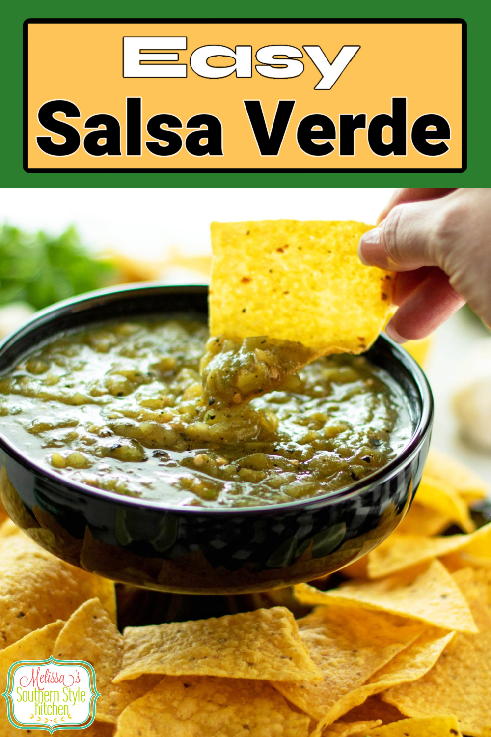Drizzle this homemade Salsa Verde on tacos, enchiladas and burritos or with tortilla chips for dipping. #salsa #salsaverde #greensalsarecipe #superbowlrecipes #greenchilesalsa #easysalsaverde via @melissasssk