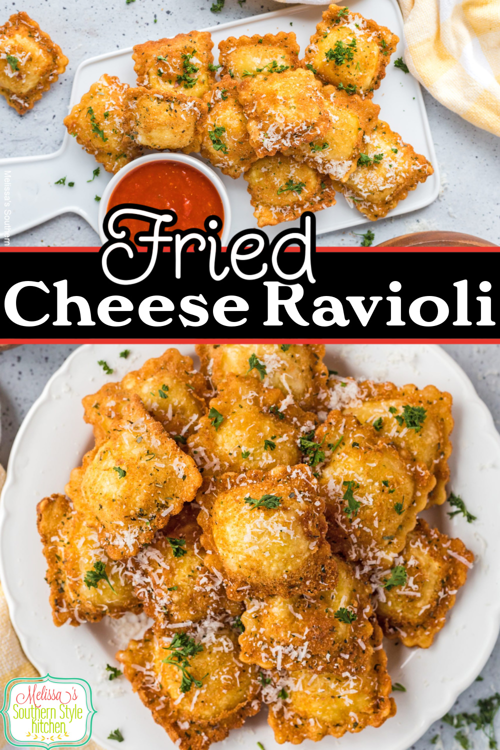 These Fried Ravioli are certain to elevate your small bites menu. #ravioli #Italianrecipes #cheeseravioli #easyravioli #friedravioli #raviolirecipes #appetizers #smallbites via @melissasssk