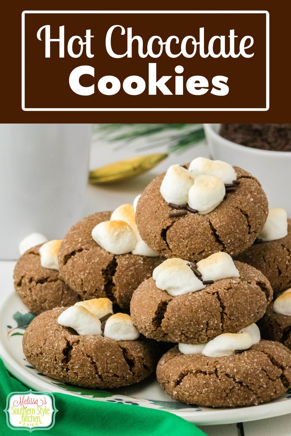 Enjoy these fudgy Hot Chocolate Cookies fresh from the oven while the marshmallows are still gooey and warm. #hotchocolate #chocolatecookies #hotchocolatecookies #christmascookies #cookierecipes via @melissasssk