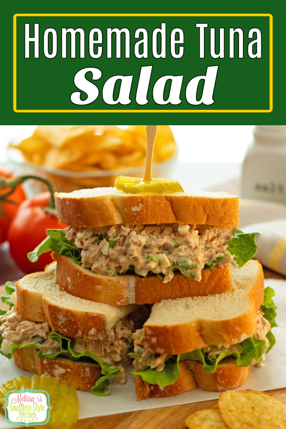This easy Tuna Salad Recipe can be served on fresh bread, stuffed into buttery croissants, on a bed of lettuce or with crackers. #tunasalad #tunarecipes #cannedtuna #albacoretuna #easyrecipes #saladrecipes #southernstyletuna #eggsalad via @melissasssk