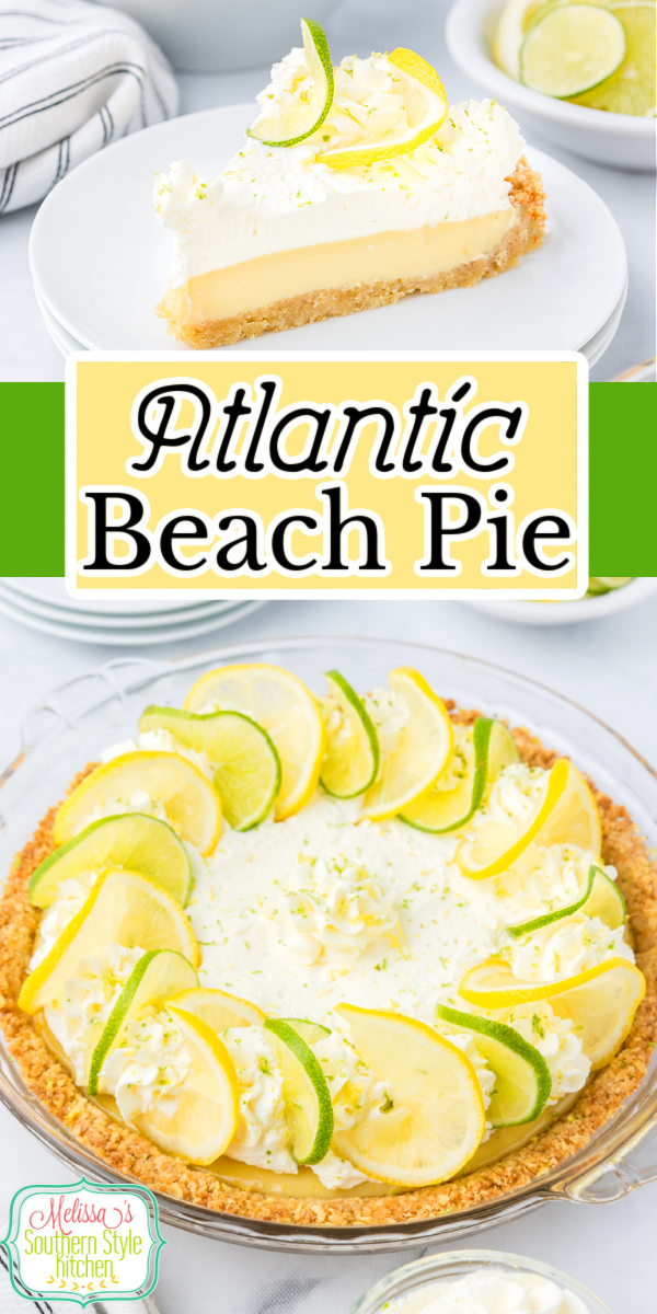 This Atlantic Beach Pie recipe features a creamy lemon-lime infused filling encased in a sweet and salty homemade crust. #atlanticbeachpie #keylimepie #lemonpie #pierecipes #billsmith #northcarolina #easypierecipes via @melissasssk