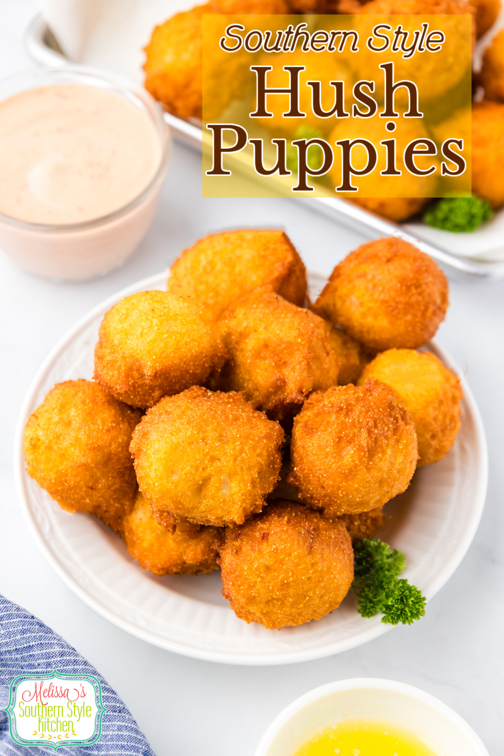 This homemade Hush Puppies recipe results in crispy fried cornbread fritters that are impossible to resist. #hushpuppies #friedhushpuppies #easyhushpuppyrecipe #southernstyle #seafoodrecipes #easysidedishrecipes #cornbread via @melissasssk
