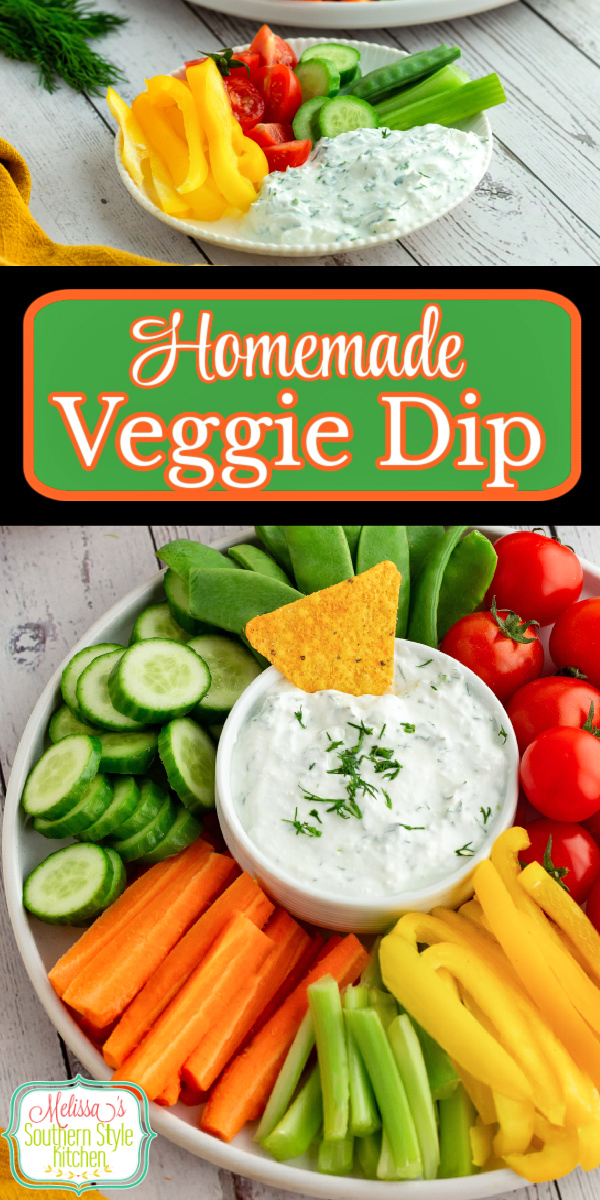 Serve this easy Veggie Dip with your favorite vegetables for dipping #veggiedip #vegetabledip #sourcreamdip #dilldiprecipe #vegetablerecipes #ranchdip #easyappetizers #holidayappetizers via @melissasssk