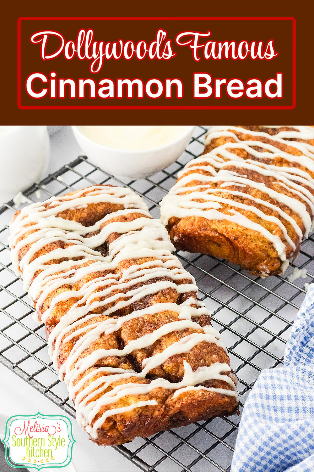 Make your own Dollywood's Famous Cinnamon Bread at home! #dollyparton #dollywoodcinnamonbread #dollypartonrecipes #cinnamonbreadrecipe #gristmill #dollywood #dollywoodfamouscinnamonbread via @melissasssk