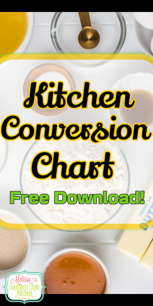 Use this FREE Printable Kitchen Conversion Chart for converting recipes from US customary unit conversions to metric in no time flat. #freedownload #conversionchart #unitconversions #metricmeasurments
