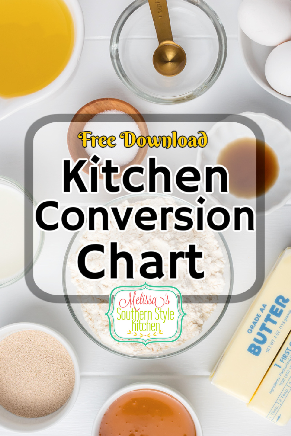 Use this FREE Printable Kitchen Conversion Chart for converting recipes from US customary unit conversions to metric in no time flat. #freedownload #conversionchart #unitconversions #metricmeasurments via @melissasssk