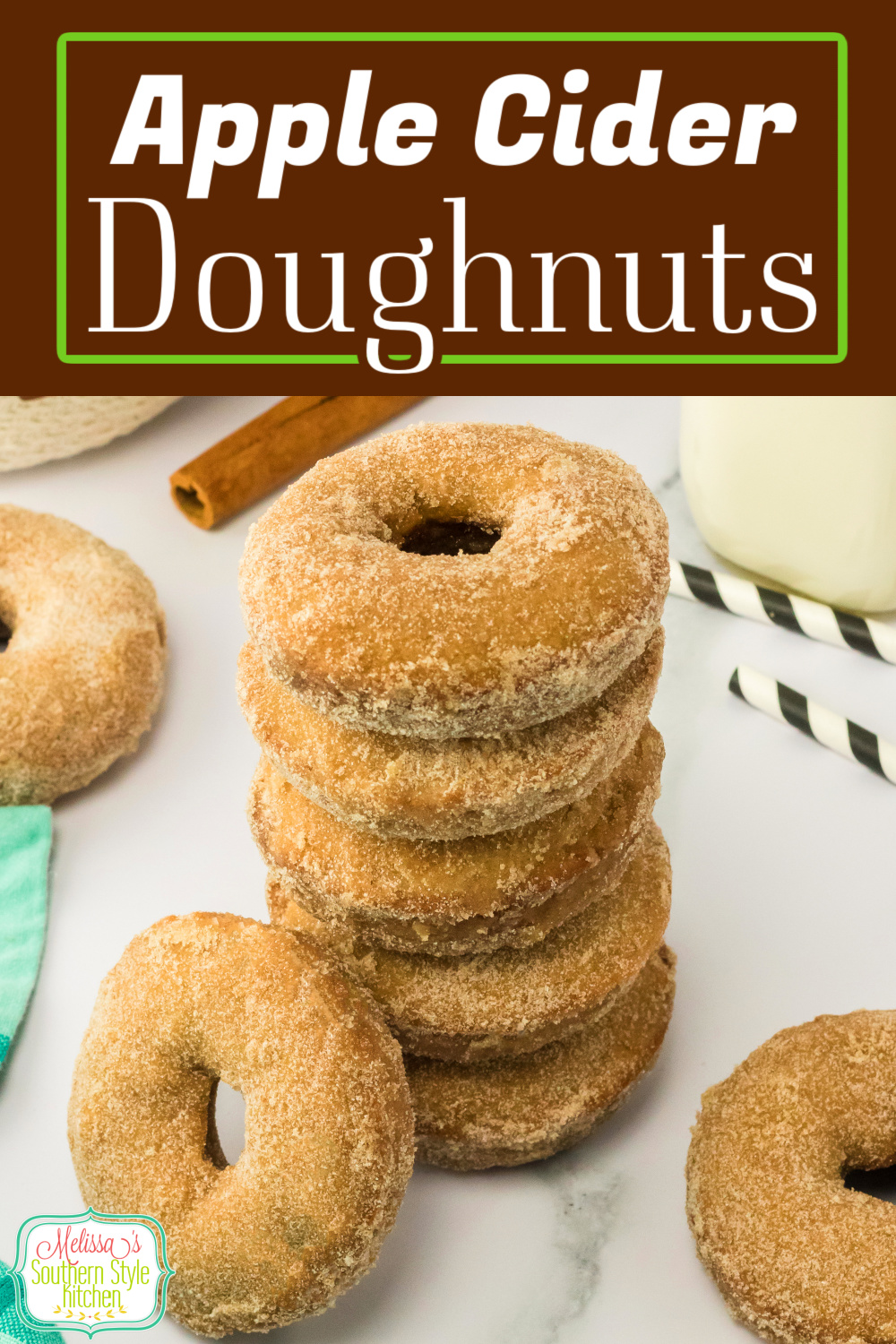 Serve these baked Apple Cider Doughnuts with a cup of coffee, tea or a tall glass of milk. #apples #applecider #doughnuts #appleciderdoughnuts #donuts #donutrecipes via @melissasssk