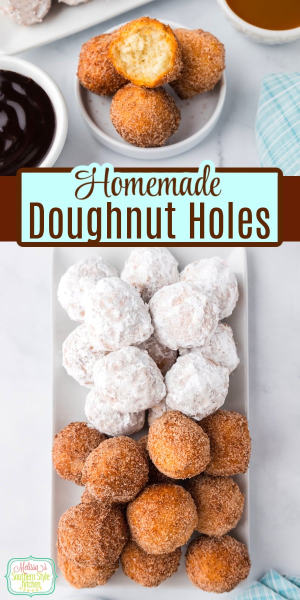 These Homemade Donut Holes are golden, fluffy, bite-sized treats with a crisp exterior and tender center. Toss them in cinnamon sugar or confectioners&rsquo; sugar for an easy old-fashioned breakfast, brunch treat, or sweet afternoon snack. Perfect with a hot cup of coffee! #HomemadeDonutHoles #DonutHoles #HomemadeDonuts #EasyDonuts #CinnamonSugar #BreakfastRecipes #BrunchRecipes #SouthernRecipes #SouthernBaking #OldFashionedRecipes #SweetTreats #EasyDesserts #HomemadeTreats #CoffeeTime #WeekendBreakfast via @melissasssk
