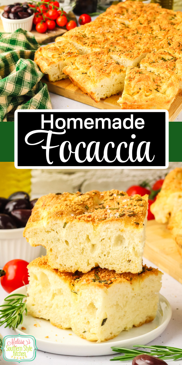 This delectable homemade Focaccia Recipe can be enjoyed as an appetizer with seasoned olive oil for dipping or as a side dish with your meal. #focaccia #breadrecipes #Italian #easyfocaccia #focacciarecipe via @melissasssk