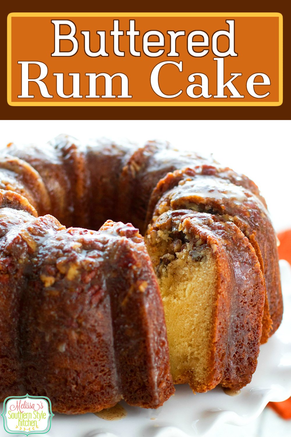 This insanely delicious homemade Buttered Rum Cake is holiday ready #butteredrum #butteredrumcake #cakes #cakerecipes #pecns #pecancake #desserts #dessertfoodrecipes #holidaybaking #holidays #rum #southernrecipes #southernfood via @melissasssk