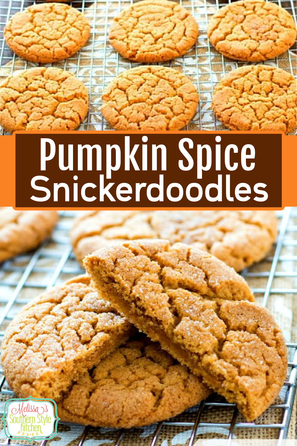 These sweet and spicy seasonal cookies won't last long in your fall cookie jar #snickerdoodles #pumpkinspice #cookies #cookierecipes #holidayrecipes #holidaybaking #pumpkincookies #pumpkinrecipes #fallbaking #desserts #cookieswap #christmascookies #southernfood via @melissasssk