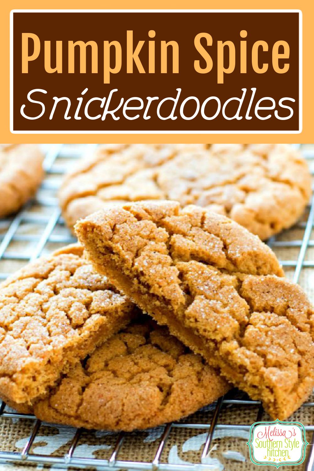 These sweet and spicy seasonal cookies won't last long in your fall cookie jar #snickerdoodles #pumpkinspice #cookies #cookierecipes #holidayrecipes #holidaybaking #pumpkincookies #pumpkinrecipes #fallbaking #desserts #cookieswap #christmascookies #southernfood via @melissasssk