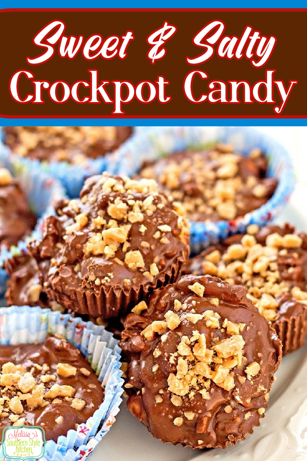 Sweet and Salty Crock Pot Candy is a delicious option for holiday snacking and gift giving #crockpotcandy #candy #sweetandsalty #slowcookercandy #candyrecipes #christmascandy #holidayrecipes #chocolate #desserts #dessertfoodrecipes #dessertrecipes #southernrecipes #southernfood #melissassouthernstylekitchen via @melissasssk