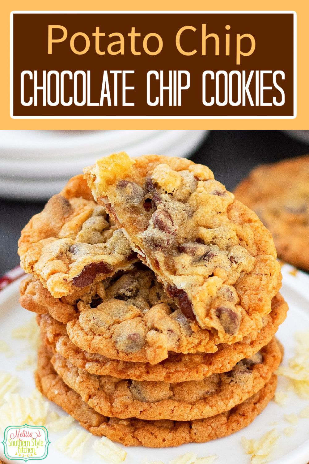 These Potato Chip Chocolate Chip Cookies feature that sweet and salty flavor combination that makes them impossible to resist! #potatochipcookies #cookierecipes #chocolatechipcookies #cookierecipes #christmascookies via @melissasssk