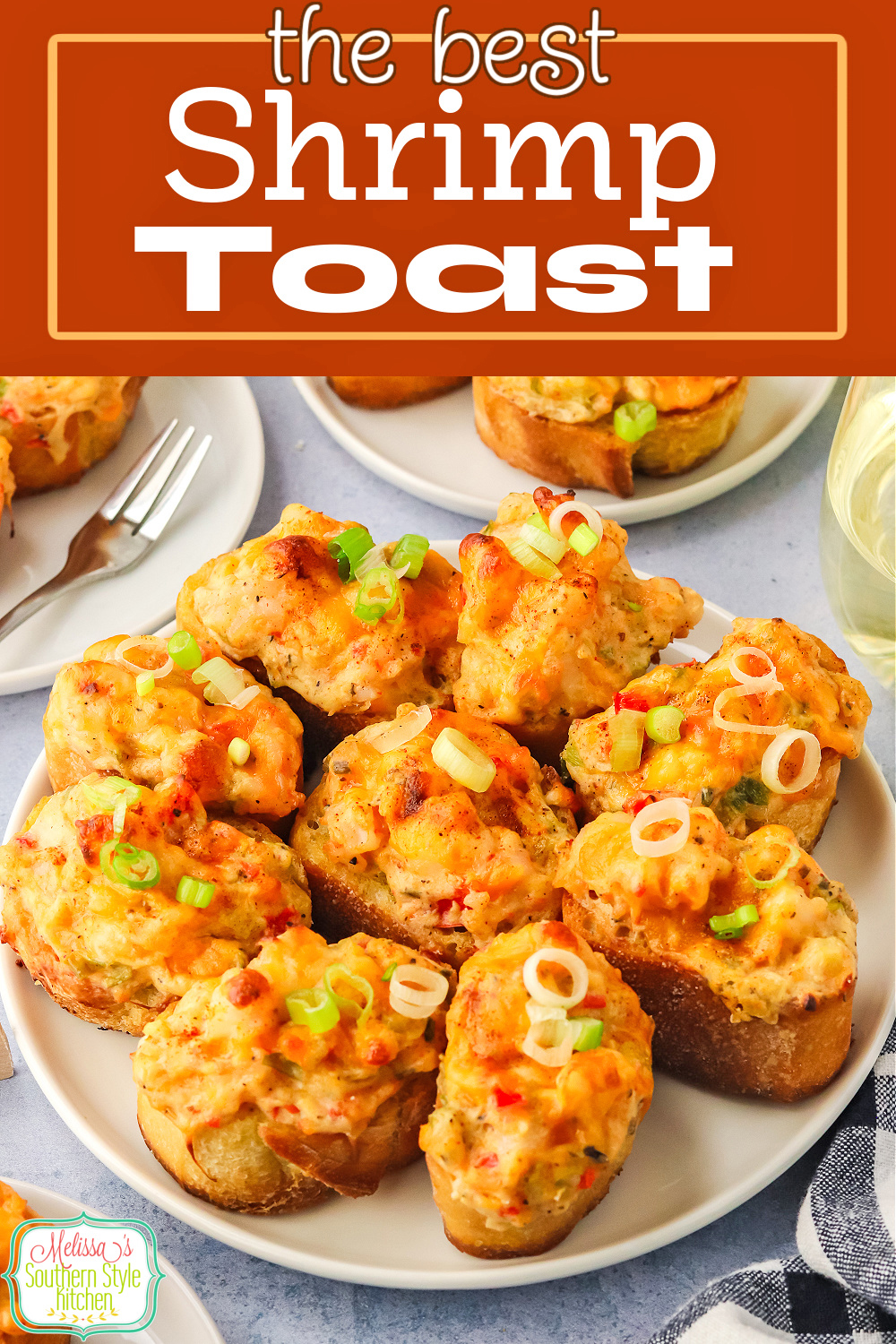 This Shrimp Toast Recipe is an easy appetizer to serve for parties, game day snacks, the holidays or any time small bites are on the menu. #shrimprecipes #shrimptoast #easyappetizers #appetizerrecipes #seafood #seafoodrecipes via @melissasssk