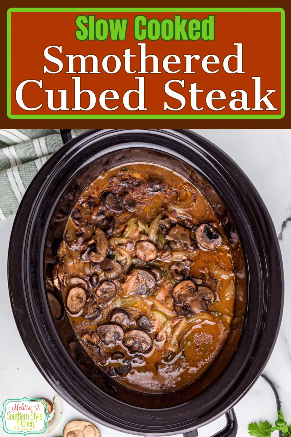Make tender Slow Cooked Smothered Cubed Steak simmered in a flavorful gravy #slowcookersteak #steakrecipes #cubesteakwithgravy #cubedsteakrecipes #smotheredsteak #dinner #crockpotrecipes #beef #dinnerideas #southernrecipes #southernfood via @melissasssk