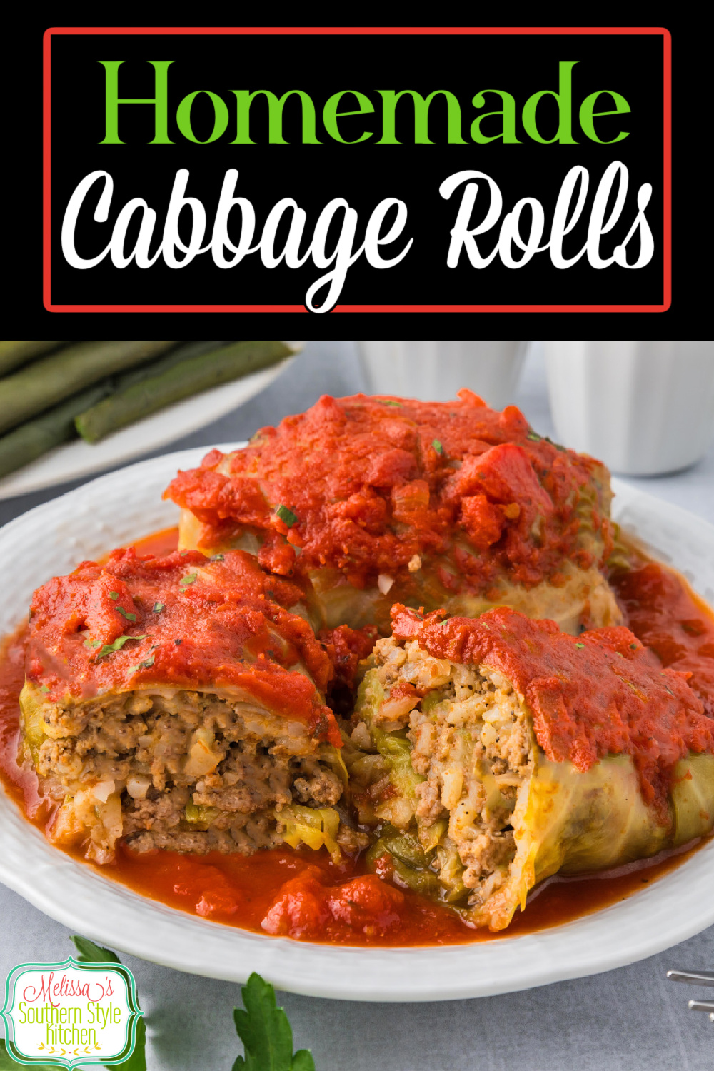 This Cabbage Rolls Recipe is packed with flavor. Serve it with a side of mashed potatoes or buttered rice for a comfort filled meal. #cabbagerolls #lowcarbrecipes #cabbage #easygroundbeefrecipes #cabbagerecipes via @melissasssk