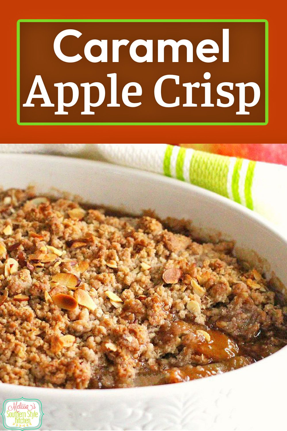 Treat yourself to a big bowl of warm Caramel Apple Crisp and a scoop (or two!) of vanilla ice cream #applecrisp #caramelapplecrisp #caramelapples #applecobbler #applerecipes #harvest #falldesserts #desserts #dessertfoodrecipes #holidayrecipes #thanksgivingdesserts #southernfood #apples #southernrecipes via @melissasssk