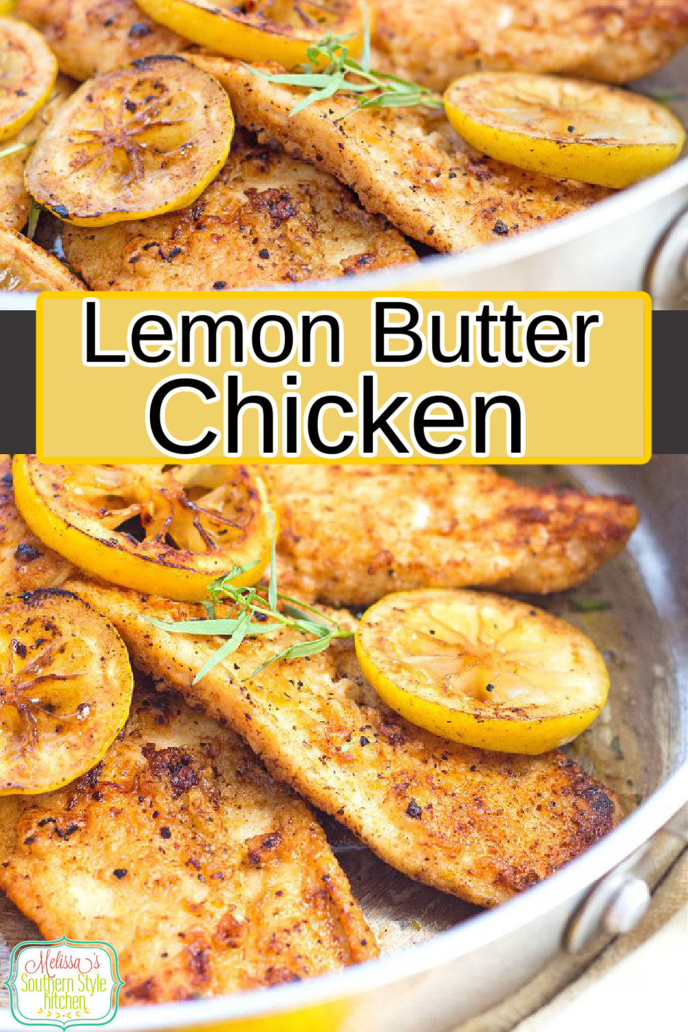Serve this skillet Lemon Butter Chicken with Tarragon with rice or pasta and dinner is ready in 30 minutes #lemonbutterchicken #easychickenbreastrecipes #chickenrecipes #butterchicken #tarragonchicken #dinner #supper #easyrecipes #southernrecipes #lowcarb #ketorecipes via @melissasssk