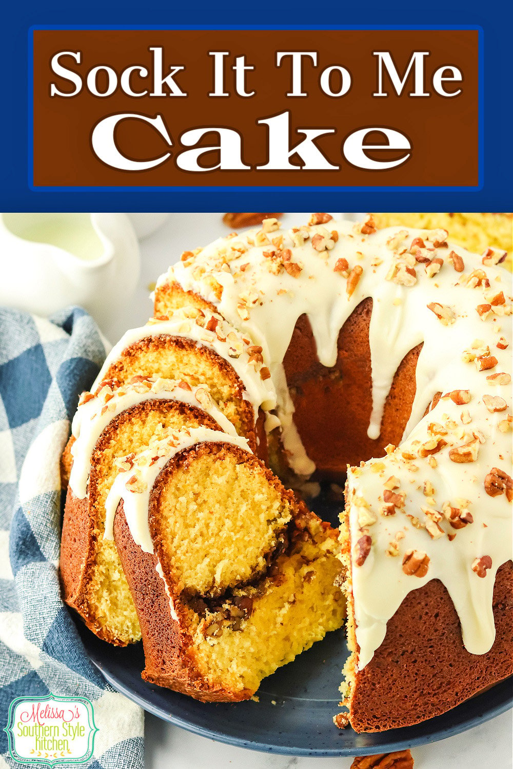 This Sock It To Me Cake is a scratch made dessert that will make a beautiful edible centerpiece for your breakfast, brunch or dessert table.#sockittomecake #coffeecake #cakes #cakerecipe #cinnamoncake #easycakerecipe via @melissasssk