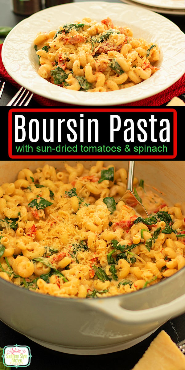 This creamy Boursin Pasta transforms simple ingredients into an impressive meal. It's made entirely on the stovetop no oven time required! #boursinpasta #tiktokrecipes #cavatappirecipes #pastarecipes #easypastarecipes #stovetopboursinpasta via @melissasssk