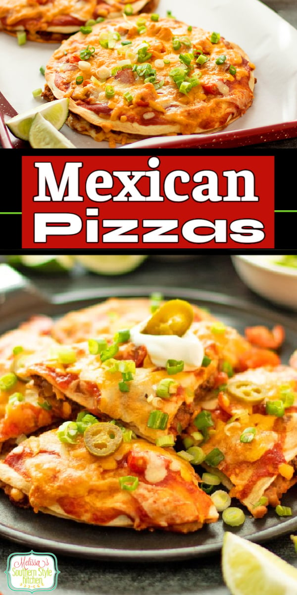 These easy copycat Taco Bell Mexican Pizzas come together in minutes and can be served with your favorite sides to round out the meal. #mexicanfood #mexicanpizzas #pizzarecipes #tacos #easygroundbeefrecipes via @melissasssk