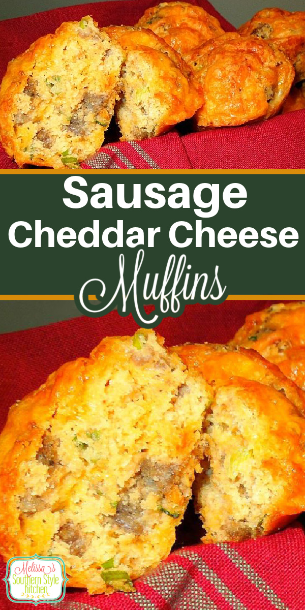 These kicked up Sausage Muffins are guaranteed to kick start your day #sausagemuffins #cheesemuffins #sausageandscheddarmuffins #brunch #muffinrecipes #breakfast #southernrecipes #easymuffinsrecipe via @melissasssk