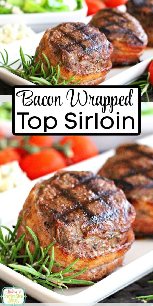 Turn any meal into something special with these Bacon Wrapped Top Sirloin Steak Medallions #steak #bacon #steakrecipes #baconwrappedsirloin #grillingrecipes #beef #dinnerideas #southernrecipes #grilledsteak #valentinesdayrecipes via @melissasssk