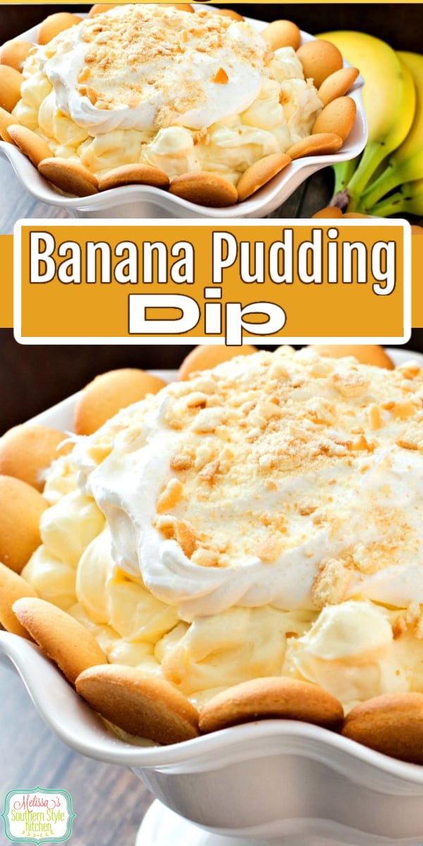 Banana pudding fan will flip for this dessert served with vanilla wafers for dipping! #bananapudding #bananas #pudding #diprecipes #bananapuddingdip #sweets #desserts #dessertfoodrecipes #easyrecipes #holidayrecipes #southernfood #southernrecipes via @melissasssk