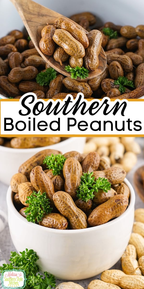 Make these soft salted Boiled Peanuts on the stovetop or in a crockpot for an easy addictive Southern snack. #peanuts #southernboiledpeanuts #boiledpeanutsrecipe #crockpotboiledpeanuts #stovetopboiledpeanuts via @melissasssk
