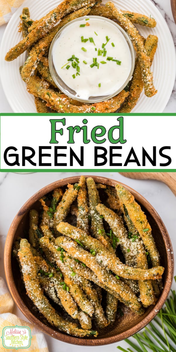 This Fried Green Beans recipe can be served as a side dish or an appetizer with marinara sauce or Ranch dressing for dipping. #greenbeans #friedgreenbeans #greenbeanrecipes #southernstyle #southerngreenbeans #easyrecipes via @melissasssk