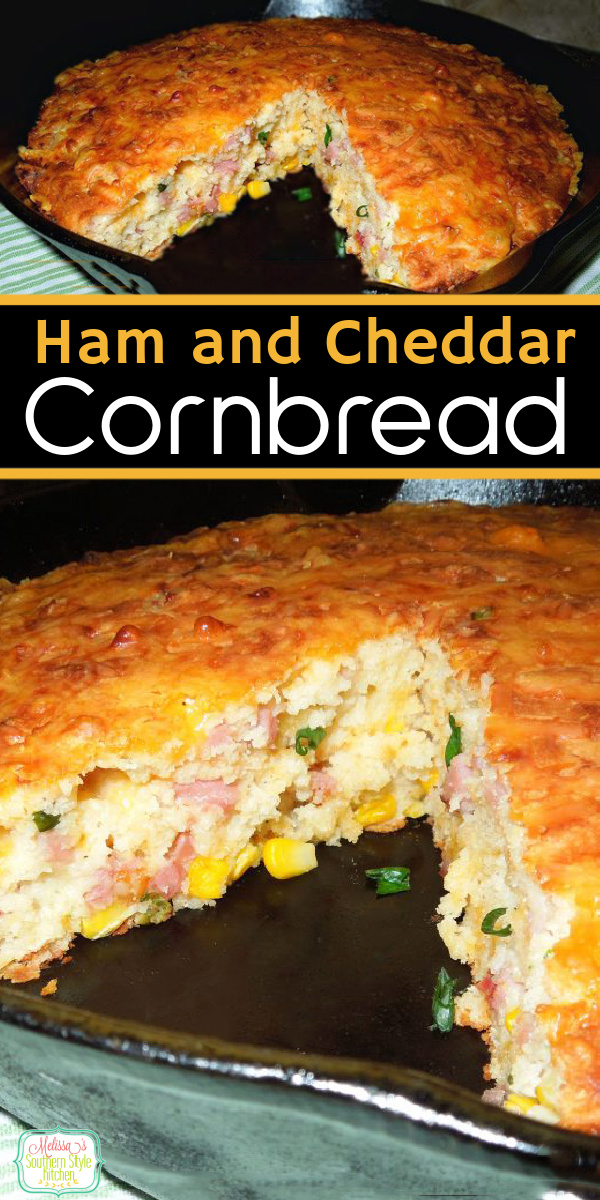 Skillet Ham and Cheddar Cornbread - melissassouthernstylekitchen.com