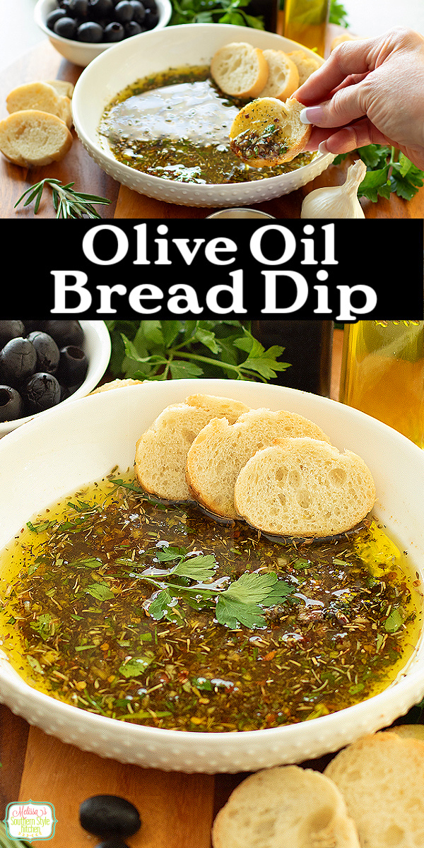 Serve this Olive Oil Bread Dip with warm, crusty bread for a restaurant-style appetizer you can enjoy at home anytime. #oliveoildip #oliveoilbreaddip #copycatbreaddip #easyappetizers #healthyappetizers via @melissasssk