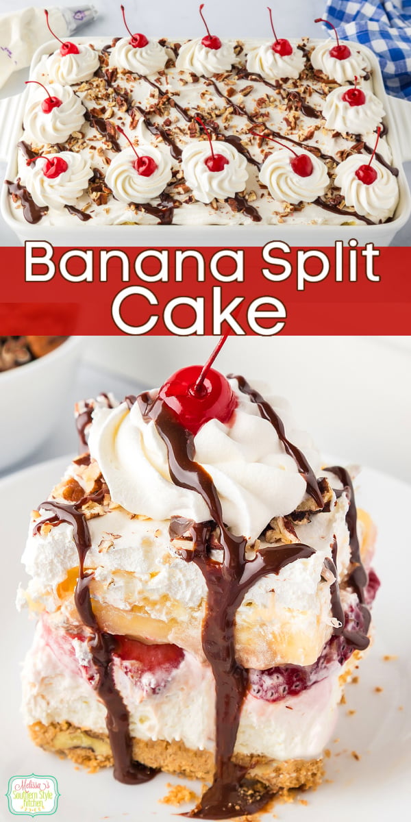 This Southern Style Banana Split Cake is the ultimate no-bake dessert! Featuring layers of sweet cream cheese, fresh fruit, and fluffy whipped topping comes together in this nostalgic Southern favorite that's perfect for holidays, potlucks, cookouts, and family gatherings. #BananaSplitCake #SouthernDesserts #NoBakeDessert #EasyDessertRecipes #SummerDesserts #PotluckDesserts #HolidayDesserts #DessertRecipes #SouthernRecipes #FamilyFavorite #VintageDesserts #FruitDesserts #DessertLovers #EasyRecipes #CrowdPleaser via @melissasssk
