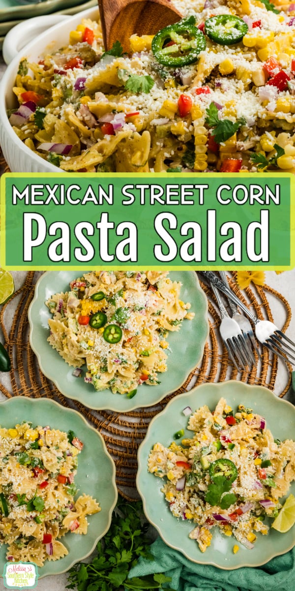 Bring the flavors of your favorite street food home with this easy Mexican Street Corn Pasta Salad! Sweet corn, creamy dressing, smoky spices, fresh cilantro, and crumbled cheese come together in one irresistible side dish perfect for cookouts, taco nights, and summer gatherings. One bite and everyone will be asking for the recipe! #MexicanStreetCorn #StreetCornSalad #EloteSalad #CornSalad #SummerSides #CookoutRecipes #PotluckRecipes #EasySideDish #MexicanFood #BBQSides #TacoTuesday #SummerRecipes #SideDishRecipes #FoodieFavorites #FamilyRecipes via @melissasssk
