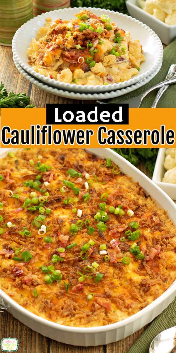 This Southern-style Cauliflower Casserole is pure comfort in a dish. Perfect for family dinners, holiday gatherings, and weeknight dinners. #cauliflowerrecipes #keto #lowcarbrecipes #cauliflowercasserole #easycasseroles #thanksgivingsidedishes #lowcarbcasserole via @melissasssk