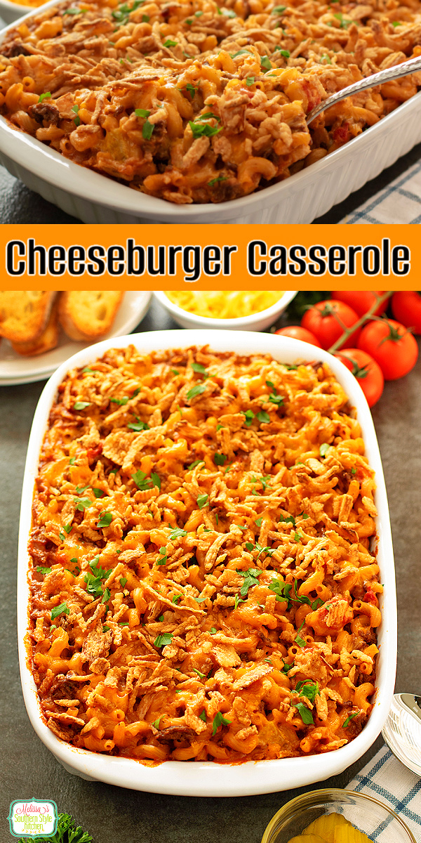 Craving comfort food? This easy Cheeseburger Macaroni Casserole is cheesy, hearty, and packed with classic burger flavor baked into one dish. #cheesburgermacaronicasserole #cheesburgermacaroni #macaronirecipes #cheeseburgers via @melissasssk