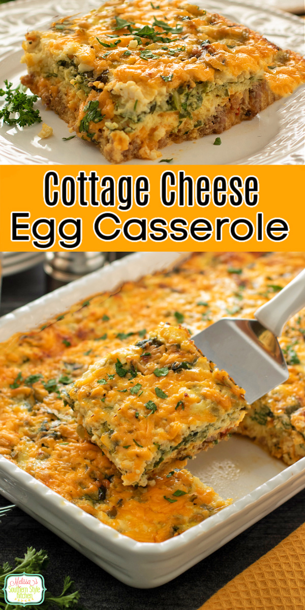 This Cottage Cheese Egg Casserole is packed with protein, loaded with veggies, and perfect for an easy, wholesome breakfast or brunch. #cottagecheeseeggs #eggcasserole #cottagecheeseeggbake #protein via @melissasssk