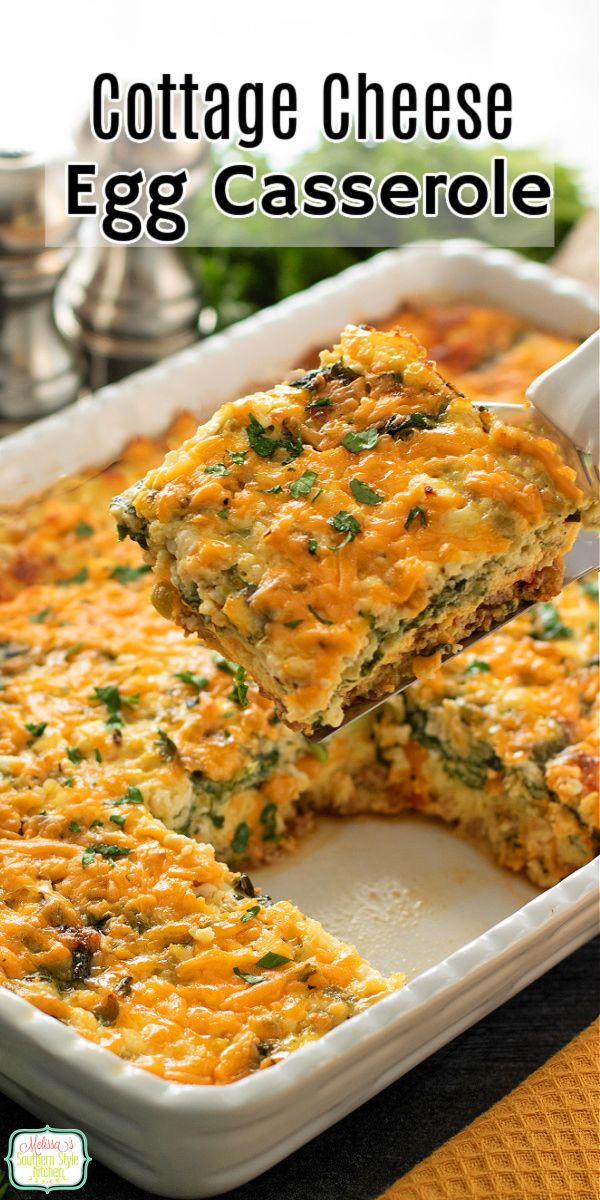 This Cottage Cheese Egg Casserole is packed with protein, loaded with veggies, and perfect for an easy, wholesome breakfast or brunch. #cottagecheeseeggs #eggcasserole #cottagecheeseeggbake #protein via @melissasssk