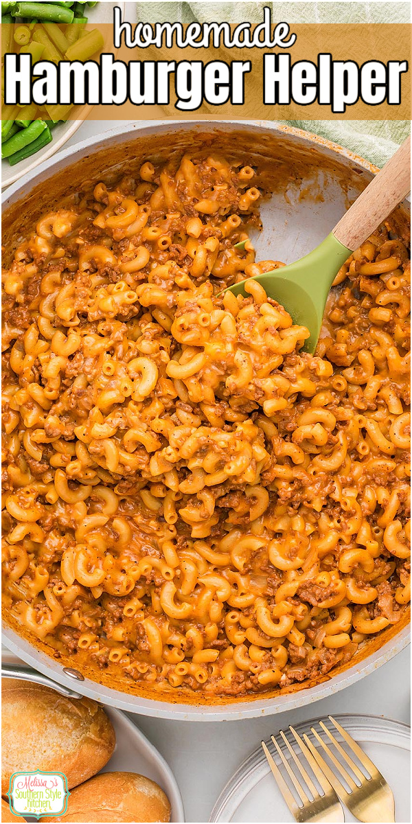 This cheesy Homemade Hamburger Helper features ground beef, tender macaroni, and melty cheddar cheese for an easy, comforting family dinner. #easygroundbeefrecipes #hamburgerhelper #homemadehamburgerhelper #macaroni #easyrecipes #hamburgermacaroni via @melissasssk