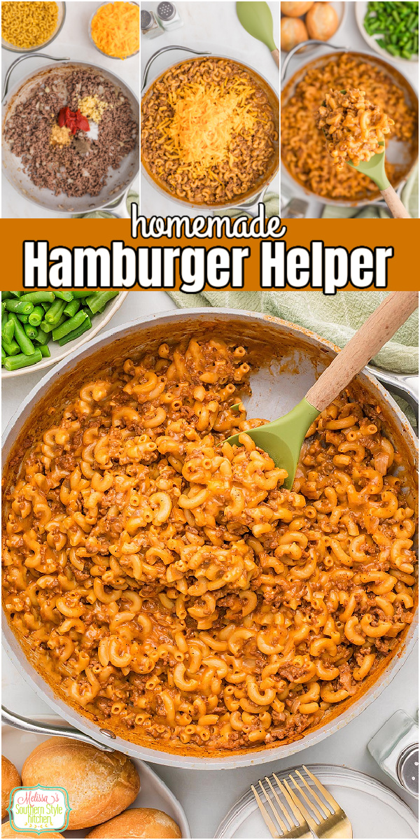 This cheesy Homemade Hamburger Helper features ground beef, tender macaroni, and melty cheddar cheese for an easy, comforting family dinner. #easygroundbeefrecipes #hamburgerhelper #homemadehamburgerhelper #macaroni #easyrecipes #hamburgermacaroni via @melissasssk