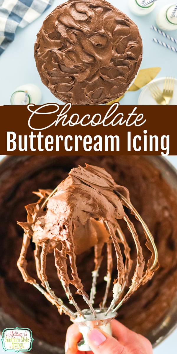 Creamy chocolate buttercream icing that&rsquo;s rich, fluffy, and easy to make. Perfect for cakes, cupcakes, and brownies, this classic homemade frosting pipes beautifully and tastes even better! #chocolatebuttercream #buttercreamfrosting #chocolatefrosting #homemadefrosting #cakefrosting #cupcakefrosting #bakingfromscratch #easybaking #homebaker #bakersofinstagram #dessertrecipes #sweettooth #cakedecorating #cupcakedecorating #chocolatelovers #southernbaking via @melissasssk