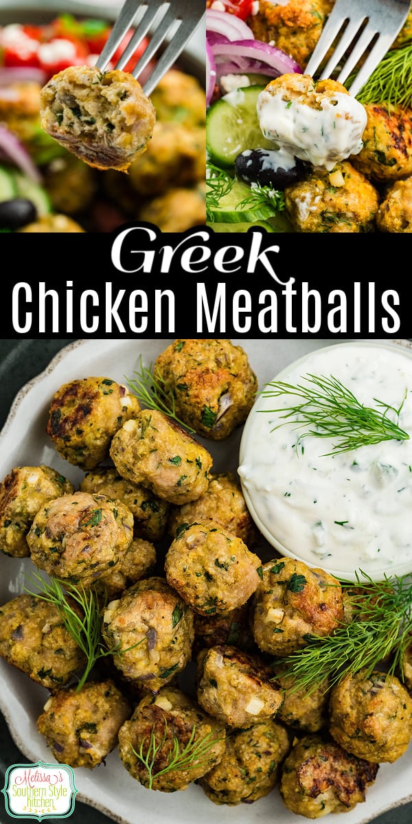 Juicy Greek Chicken Meatballs loaded with fresh herbs, garlic, and lemon for the ultimate Mediterranean-inspired meal! Serve them over fluffy rice with crisp veggies and creamy tzatziki for a dinner that&rsquo;s fresh, flavorful, and easy to make. Perfect for meal prep, weeknight dinners, or entertaining! 🇬🇷✨ #GreekChickenMeatballs #MediterraneanRecipes #HealthyDinnerIdeas #ChickenMeatballs #EasyDinnerRecipes #MealPrepIdeas #GreekInspired #Tzatziki #HealthyRecipes #DinnerInspiration #WeeknightDinner #FoodieFavorites #HighProteinMeals #MediterraneanDiet #EasyMeals via @melissasssk